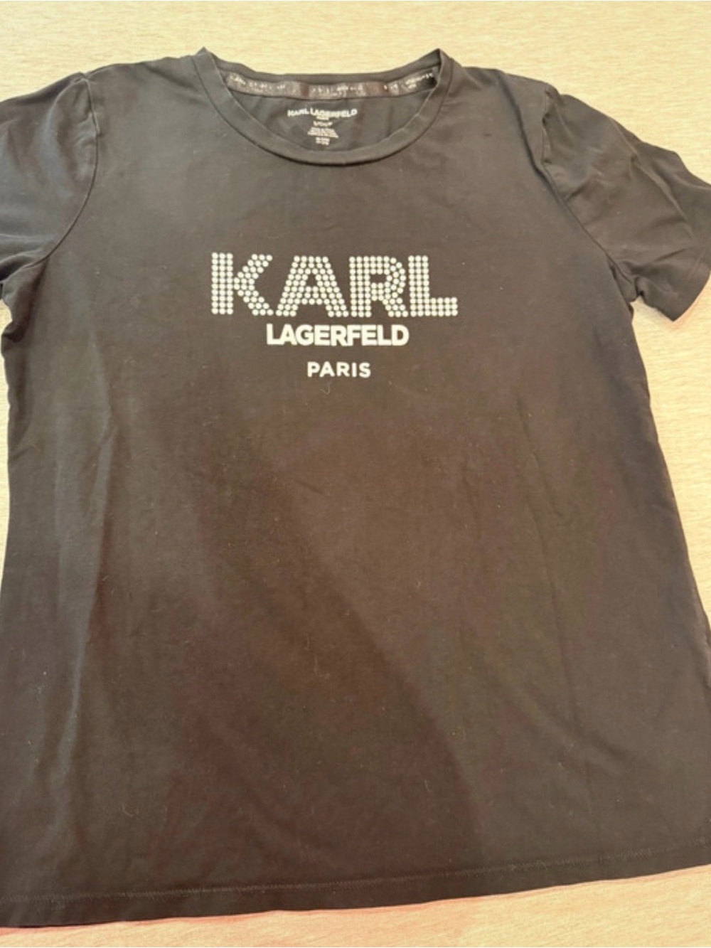 Karl Lagerfeld Black Short Sleeve Logo Tee with Studded KARL
